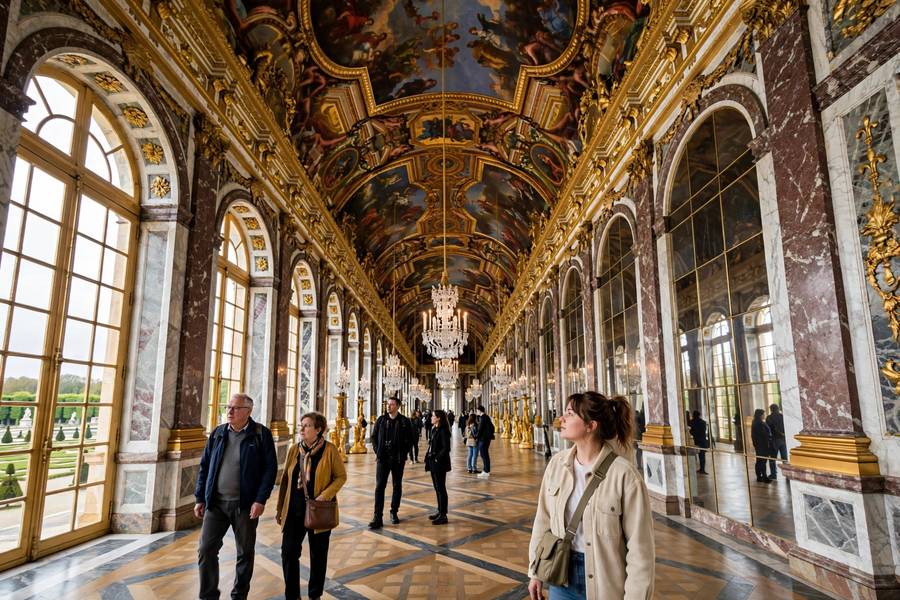 Hall of Mirrors at Versailles palace interior