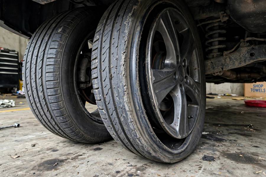 Rear tire wear from misalignment that 2 wheel alignment would miss