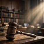 Gavel in a courtroom representing AI accountability and legal responsibility