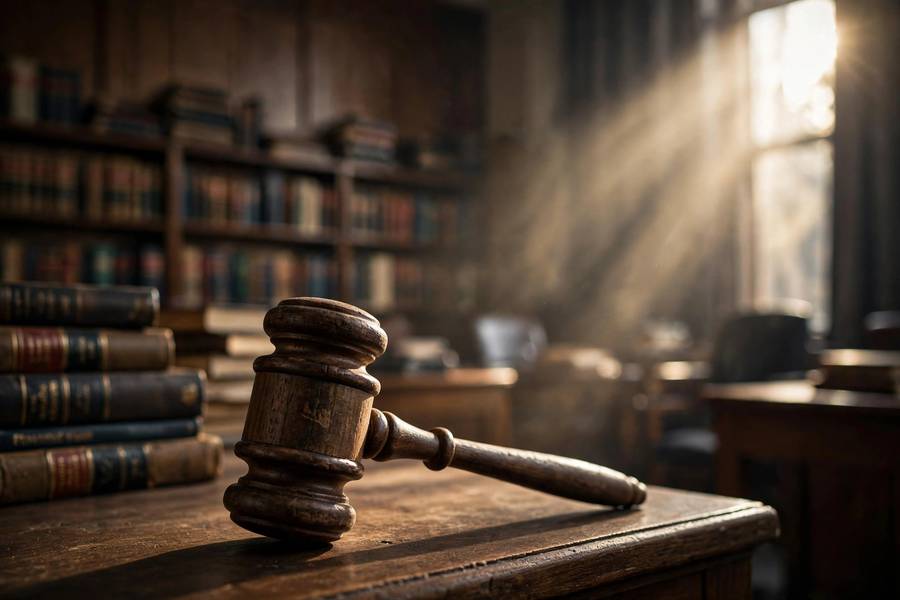 Gavel in a courtroom representing AI accountability and legal responsibility