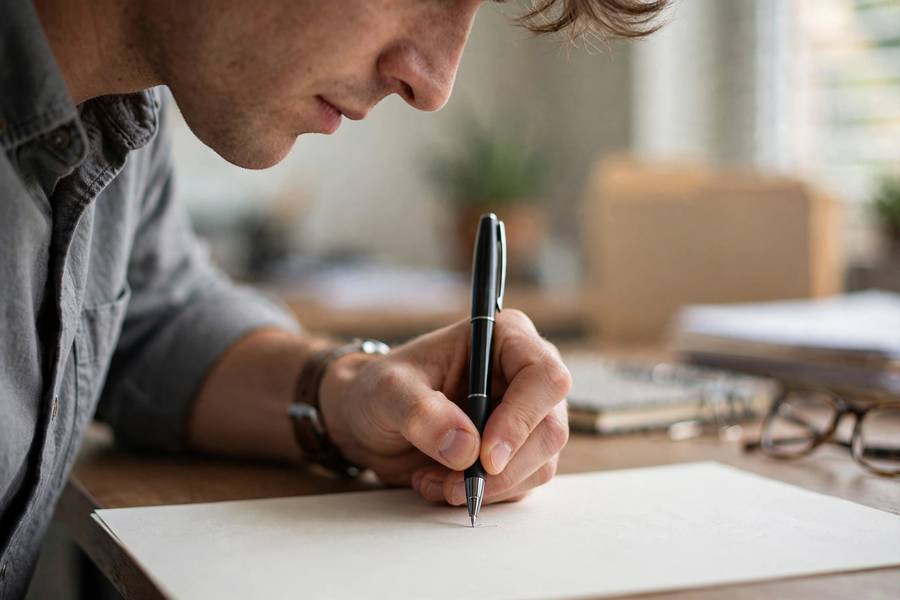 Person signing an accountability document for AI systems