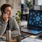 AI Agent vs AI Assistant: What's the Real Difference? Side-by-side comparison of an AI assistant chat and an autonomous AI agent working