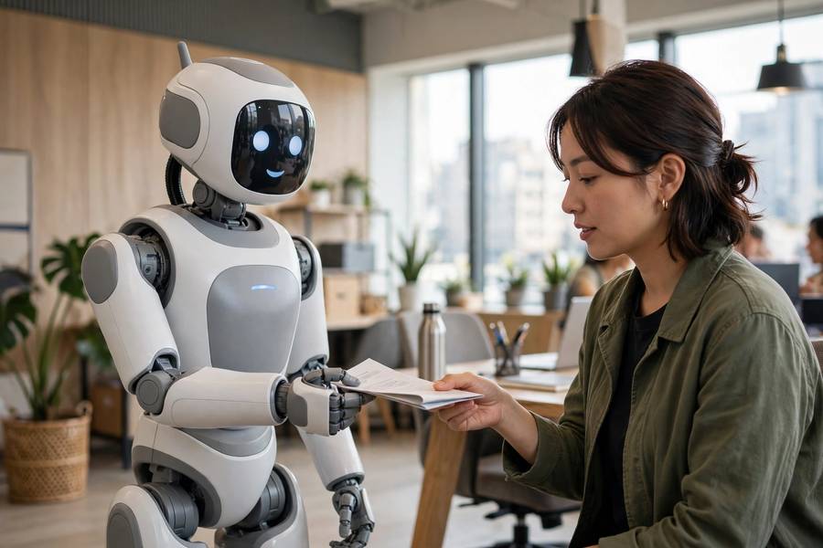A friendly AI assistant helping a person with a document