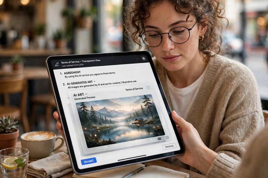 Reading AI platform terms, part of responsible use in the AI art ethics explained guide