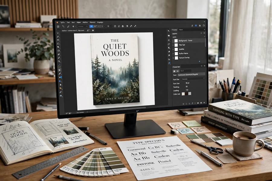 Designing a book cover with AI art for book covers self publishing workflow