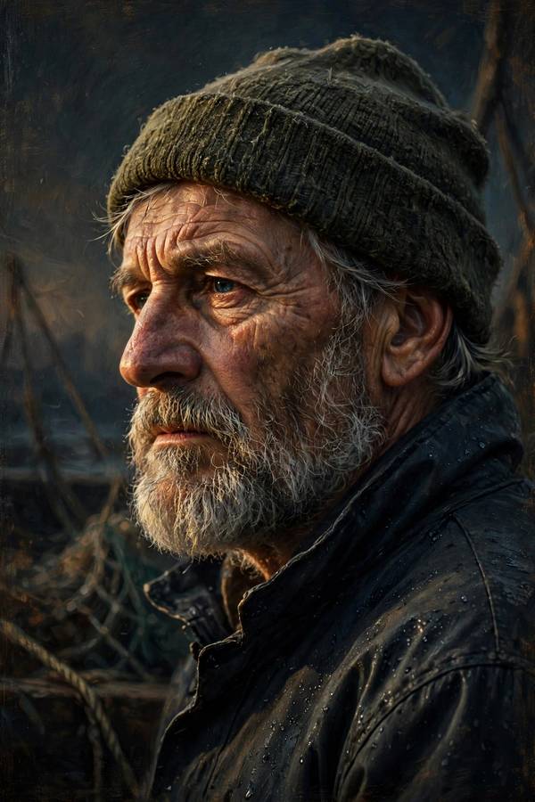 Moody painted portrait example from the AI art prompt ideas examples collection