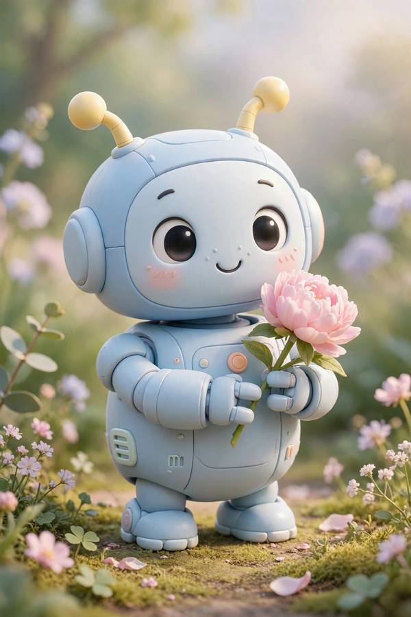 Cute robot character design from the AI art prompt ideas examples