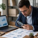 AI Auditing: How AI Systems Get Independently Checked Auditor examining AI system documentation with a magnifying glass