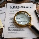 AI Bias Audit: How to Audit an AI System for Bias Magnifying glass over AI reports during an AI bias audit
