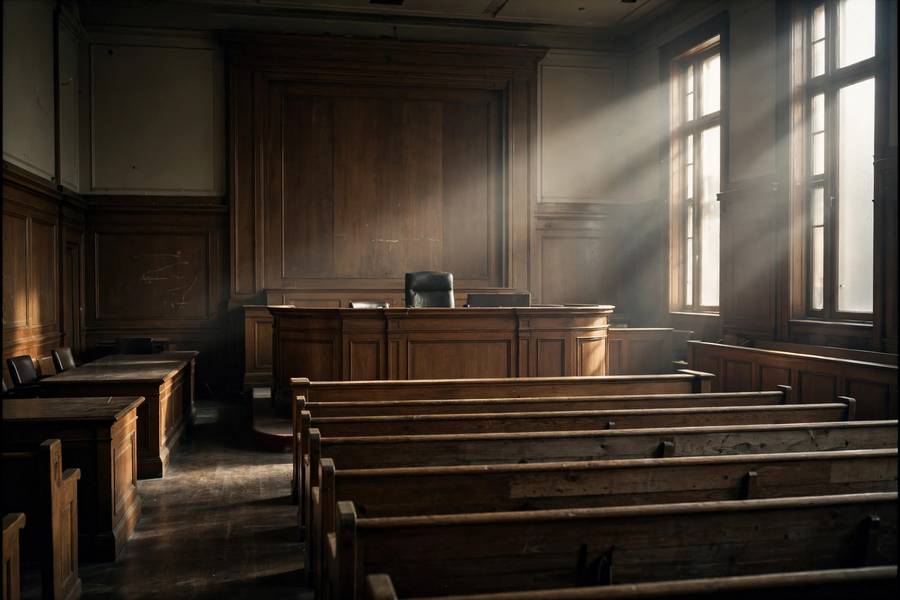 Courtroom representing AI bias examples in criminal justice risk tools
