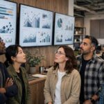 Engineering team reviewing AI fairness metrics on dashboards