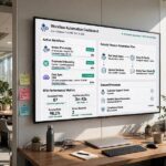 AI for Business Automation: What to Automate First A workflow automation dashboard showing AI for business automation in a modern office