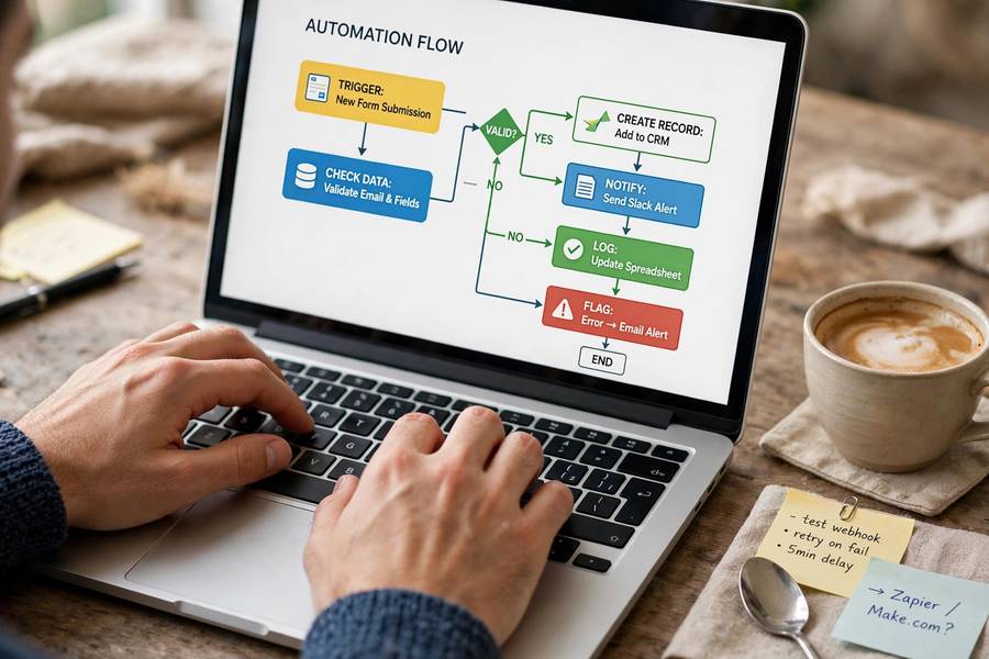 Building automation workflows on a laptop, a practical step in AI for business automation