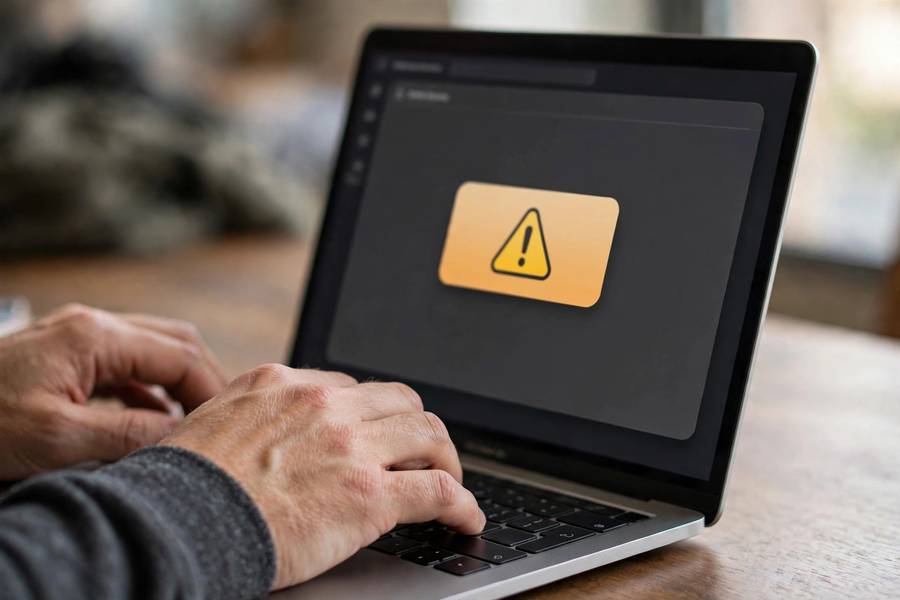 Person filing an AI incident report on a laptop