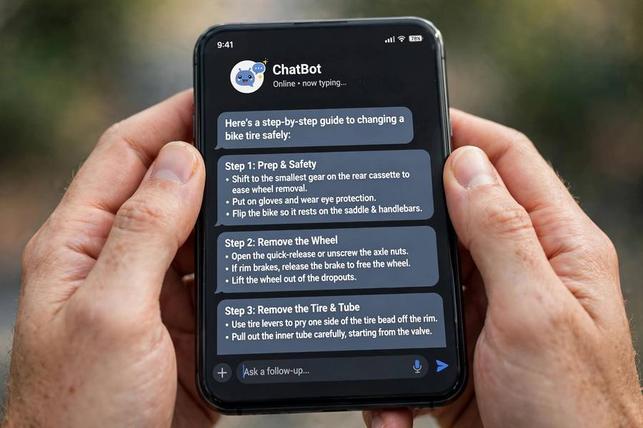 Chatbot providing step-by-step guidance on a smartphone