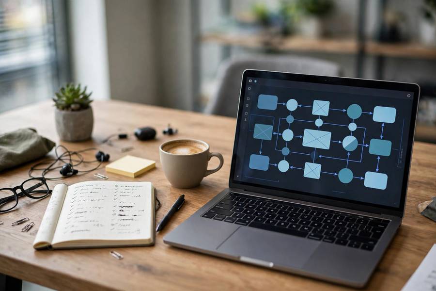 Planning AI skills at a modern office desk