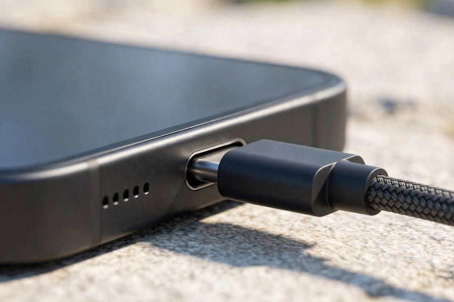 Charging cable seated firmly in a cleaned phone port