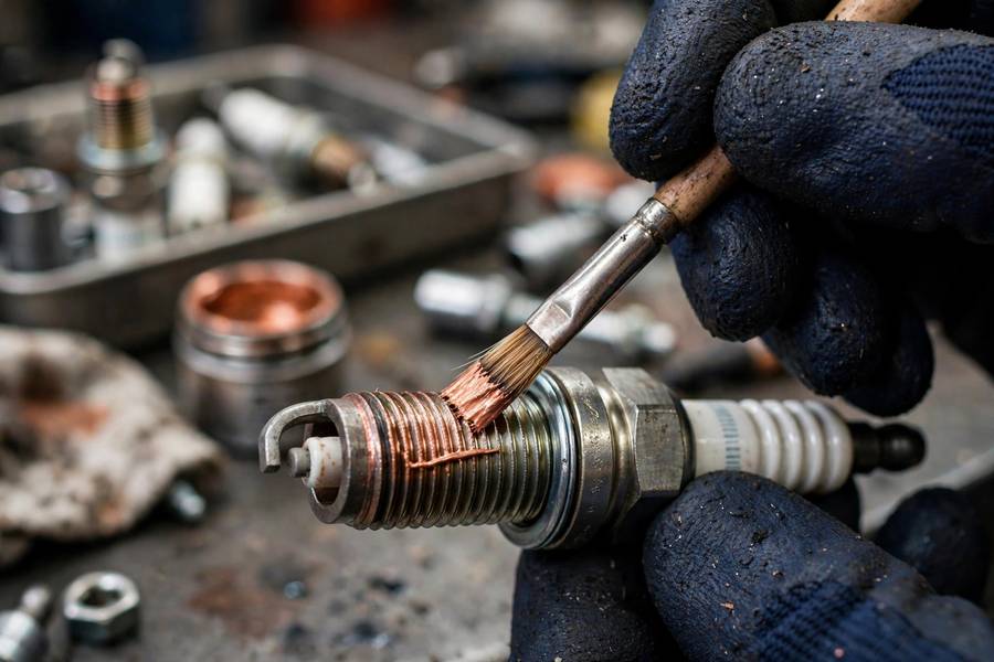 Applying anti-seize to spark plug threads correctly with a thin smear