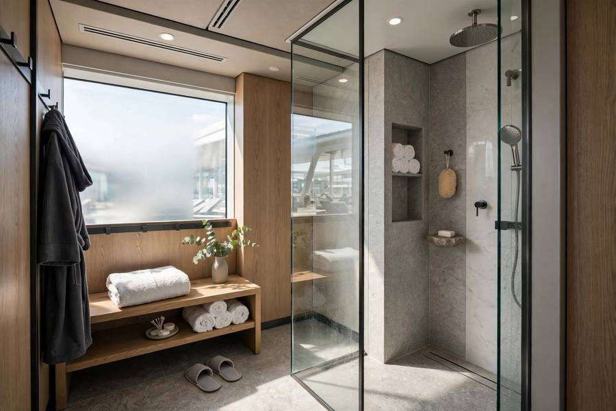 Airport lounge shower suite modern design