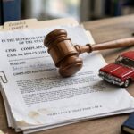 Gavel and legal documents with a model car for are self driving cars legal
