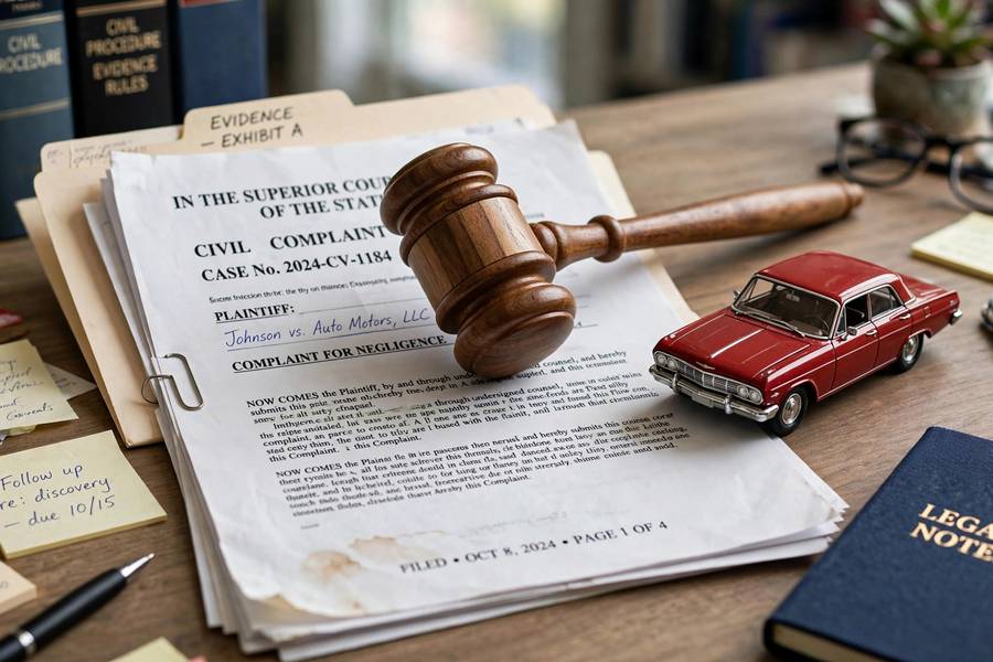 Gavel and legal documents with a model car for are self driving cars legal