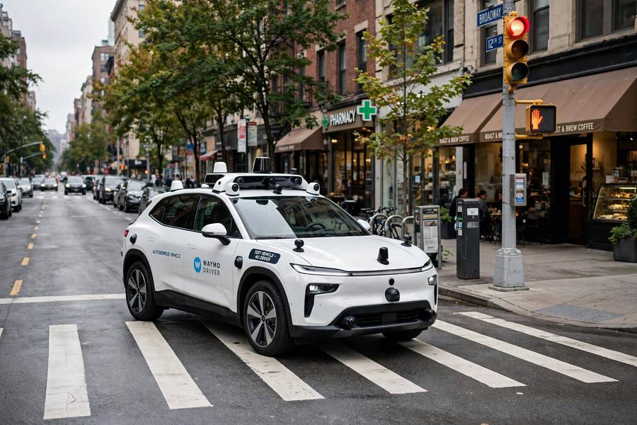 Autonomous vehicle at a crosswalk illustrating are self driving cars legal