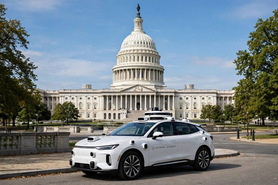 Capitol building with self-driving car representing are self driving cars legal