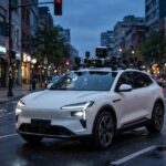 Autonomous Vehicles Explained: How They Really Drive Autonomous vehicle with roof sensors driving at dusk, autonomous vehicles explained