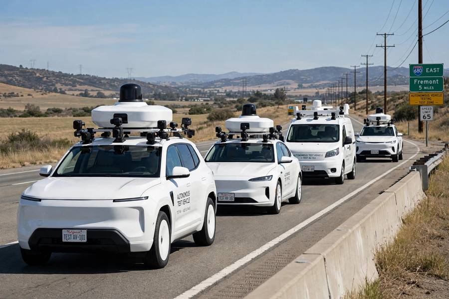 Autonomous test vehicles driving on a highway, autonomous vehicles explained