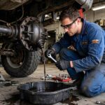 AWD vs 4WD Maintenance Costs: What You'll Actually Pay Mechanic changing differential fluid, a key AWD vs 4WD maintenance cost