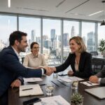 B2B vs B2C: Key Differences, Examples, and Which Model Fits You A B2B business meeting with professionals shaking hands