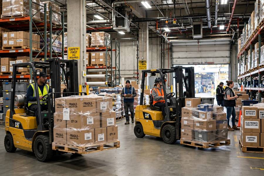 A B2B warehouse distributing goods to businesses