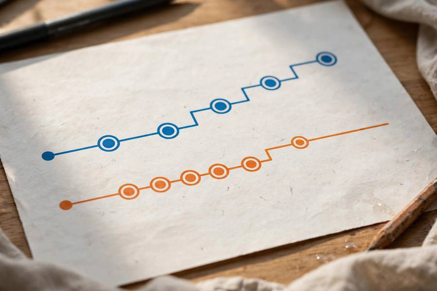 Close-up of a sales cycle timeline chart comparing B2B and B2C