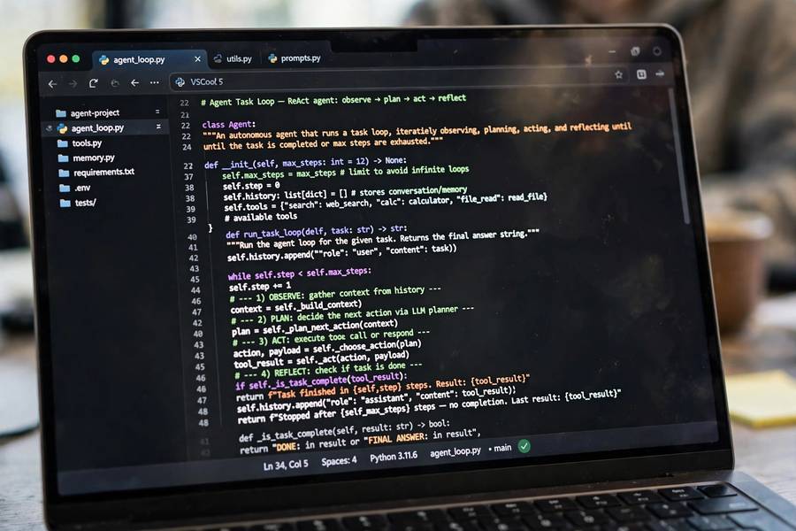 Code showing the BabyAGI autonomous task loop