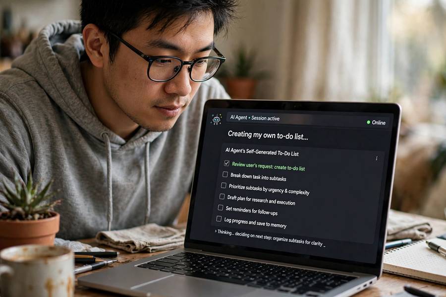 Developer watching BabyAGI generate its own task list autonomously
