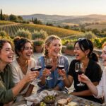Bachelorette Party Ideas: 25+ Plans That Are Actually Fun (From Someone Who's Been to 11) Friends toasting at a vineyard — classic bachelorette party ideas for a wine weekend