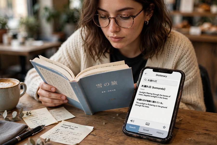 Reading a foreign novel with dictionary support on the path to become fluent in a language