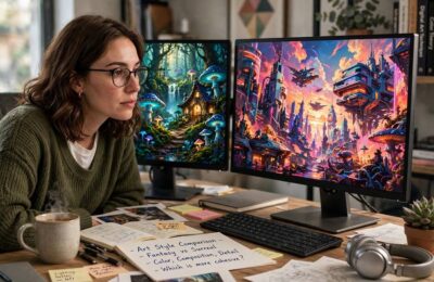 Comparing the best AI art generators for beginners on dual monitors