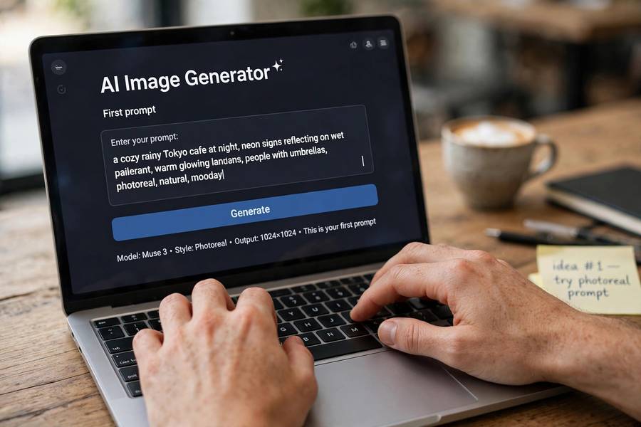 Typing a first prompt when trying the best AI art generators for beginners