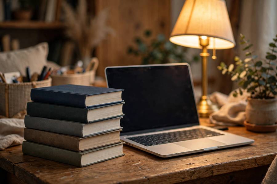 A stack of AI books on a study desk