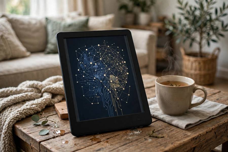 Reading an AI book on an e-reader