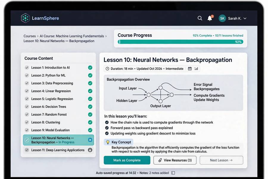A certificate of completion for an online AI course shown on a laptop screen