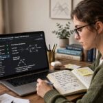 Best AI Courses Online: 10 Worth Your Time (Tested and Ranked) Student taking one of the best AI courses online on a laptop at home