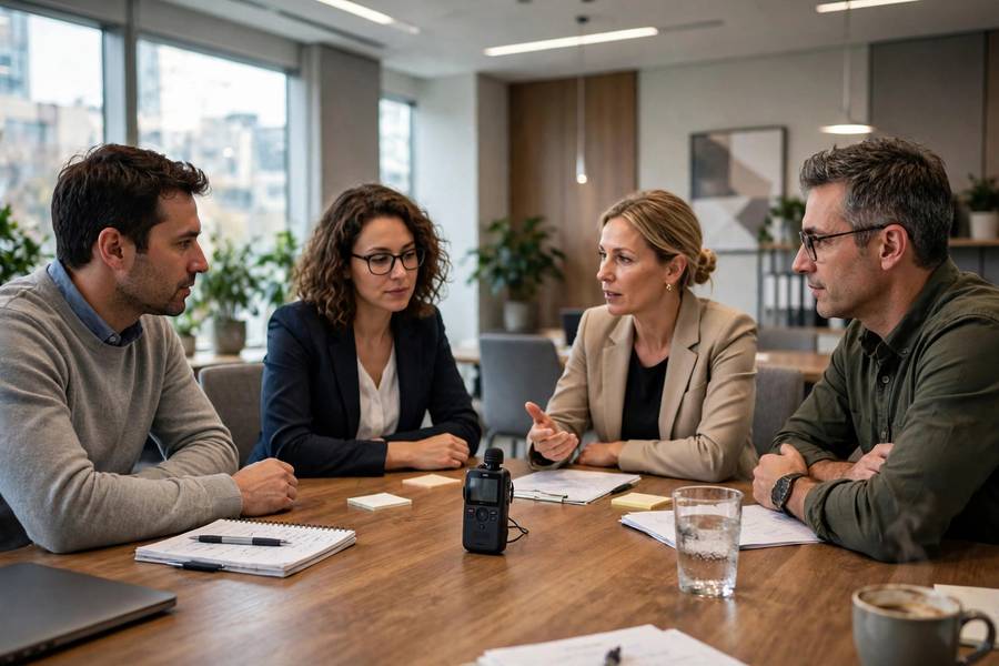 In-person meeting being captured by one of the best AI note-taking tools for meetings