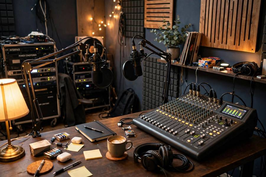 A professional podcast recording studio