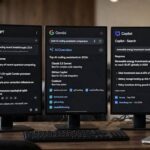 Best AI Search Engines: Which Answer Engine Should You Use? A lineup of different AI search engine interfaces on multiple screens