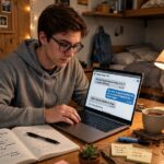 Best AI Tools for Students: 15 Tools That Actually Help You Learn A student using an AI study tool on a laptop at a dorm desk