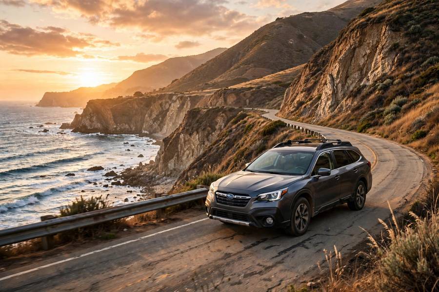Driving the Pacific Coast Highway at sunset — one of the best American road trips for coastal scenery