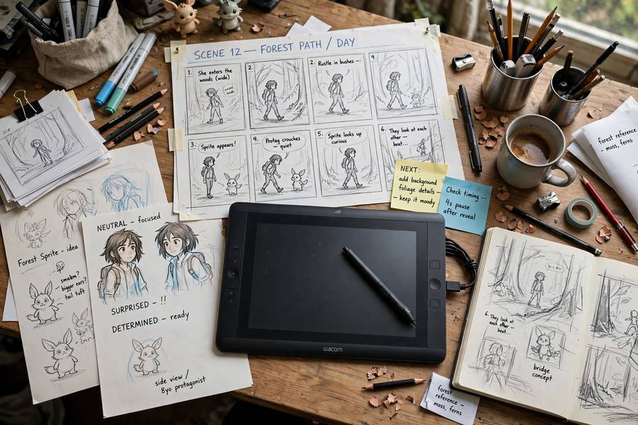 Animation studio workspace where the best animated movies are created