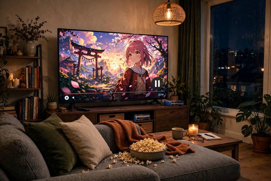 Watching the best anime of all time on a home theater setup